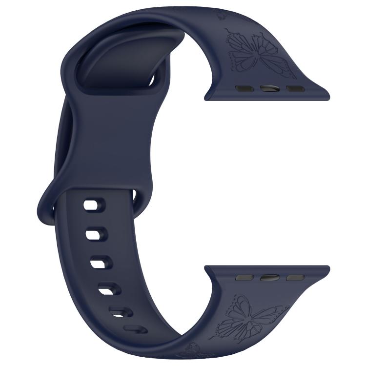 For Apple Watch 46mm / 49mm / 45mm / 44mm Kalebol 8-shaped Buckle Butterfly Embossed Silicone Watch Band(Dark Blue) - free shipping - PMc TechLife - Order now!