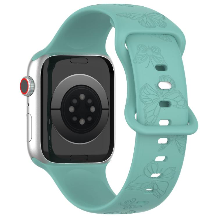 For Apple Watch 46mm / 49mm / 45mm / 44mm Kalebol 8-shaped Buckle Butterfly Embossed Silicone Watch Band(Cactus Green) - free shipping - PMc TechLife - Order now!
