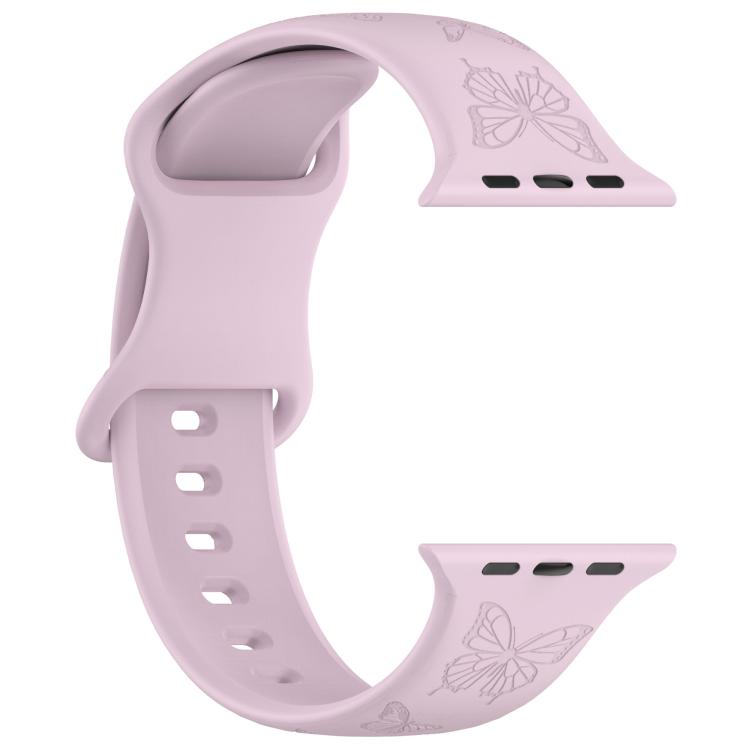 For Apple Watch 46mm / 49mm / 45mm / 44mm Kalebol 8-shaped Buckle Butterfly Embossed Silicone Watch Band(Lavender) - free shipping - PMc TechLife - Order now!