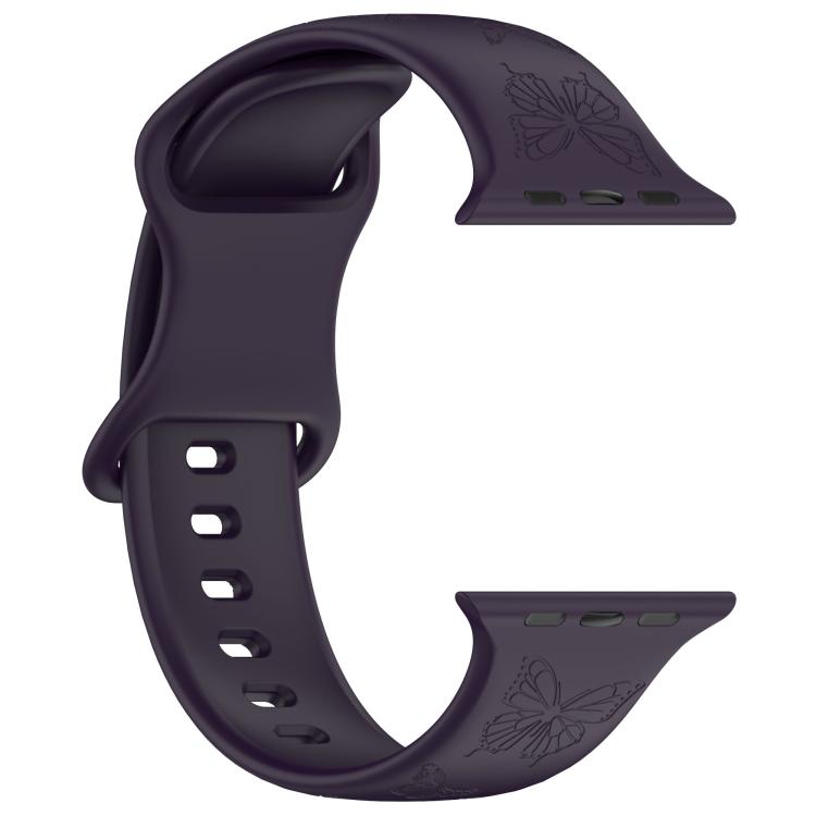 For Apple Watch 42mm / 41mm / 40mm / 38mm Kalebol 8-shaped Buckle Butterfly Embossed Silicone Watch Band(Dark Purple) - free shipping - PMc TechLife - Order now!