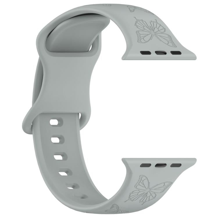For Apple Watch 42mm / 41mm / 40mm / 38mm Kalebol 8-shaped Buckle Butterfly Embossed Silicone Watch Band(Grey) - free shipping - PMc TechLife - Order now!