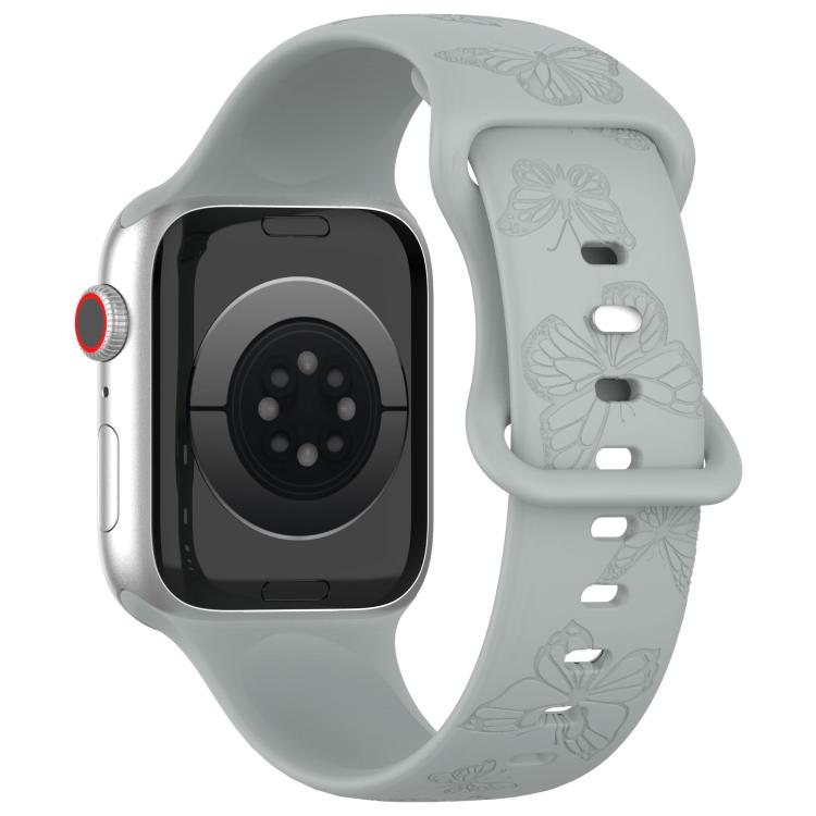 For Apple Watch 42mm / 41mm / 40mm / 38mm Kalebol 8-shaped Buckle Butterfly Embossed Silicone Watch Band(Grey) - free shipping - PMc TechLife - Order now!