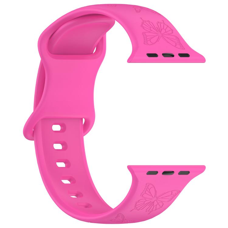For Apple Watch 42mm / 41mm / 40mm / 38mm Kalebol 8-shaped Buckle Butterfly Embossed Silicone Watch Band(Hot Pink) - free shipping - PMc TechLife - Order now!
