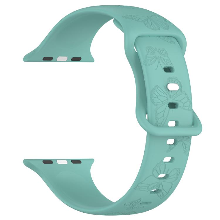 For Apple Watch 42mm / 41mm / 40mm / 38mm Kalebol 8-shaped Buckle Butterfly Embossed Silicone Watch Band(Cactus Green) - free shipping - PMc TechLife - Order now!