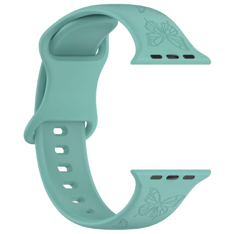 For Apple Watch 42mm / 41mm / 40mm / 38mm Kalebol 8-shaped Buckle Butterfly Embossed Silicone Watch Band(Cactus Green) - free shipping - PMc TechLife - Order now!