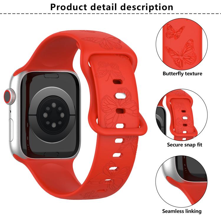 For Apple Watch 42mm / 41mm / 40mm / 38mm Kalebol 8-shaped Buckle Butterfly Embossed Silicone Watch Band(White) - free shipping - PMc TechLife - Order now!