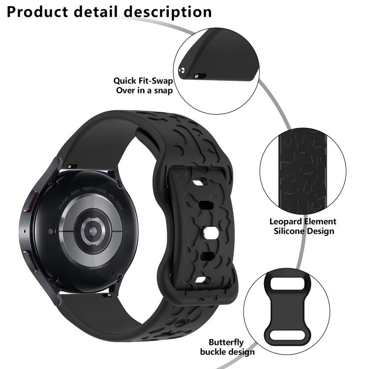 18mm Kalebol Leopard Print Butterfly Buckle Silicone Watch Band(White) - 18mm Bands by Kalebol | Online Shopping South Africa | PMc TechLife | Buy Now Pay Later Mobicred