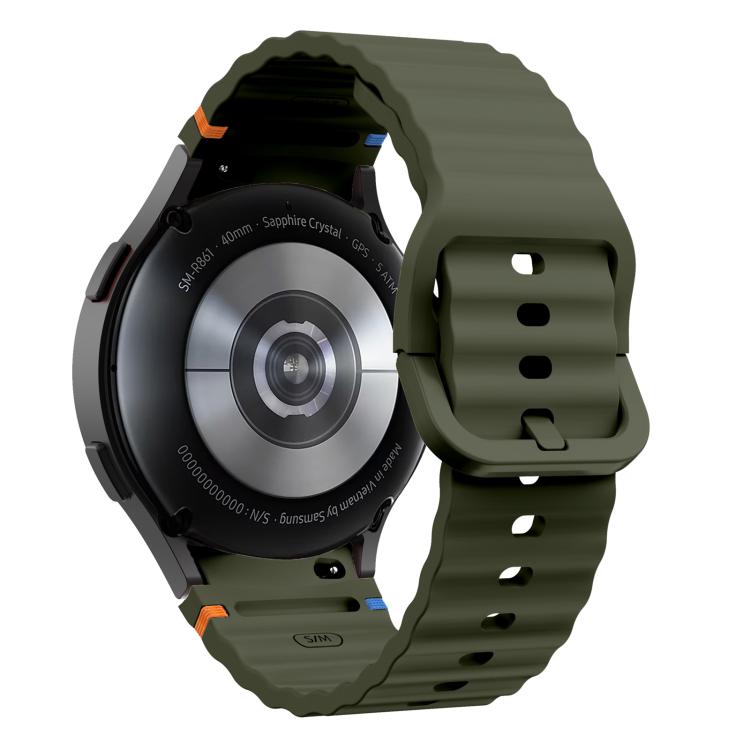 For Samsung Galaxy Watch 7  / 6 / 5 / 4 Kalebol Wave Stitching Silicone Watch Band(Army Green) - free shipping - PMc TechLife - Order now!