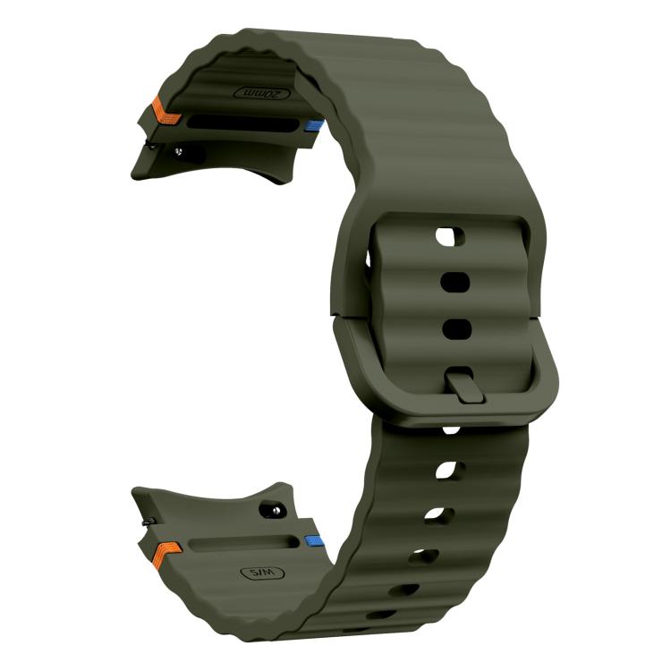 For Samsung Galaxy Watch 7  / 6 / 5 / 4 Kalebol Wave Stitching Silicone Watch Band(Army Green) - free shipping - PMc TechLife - Order now!