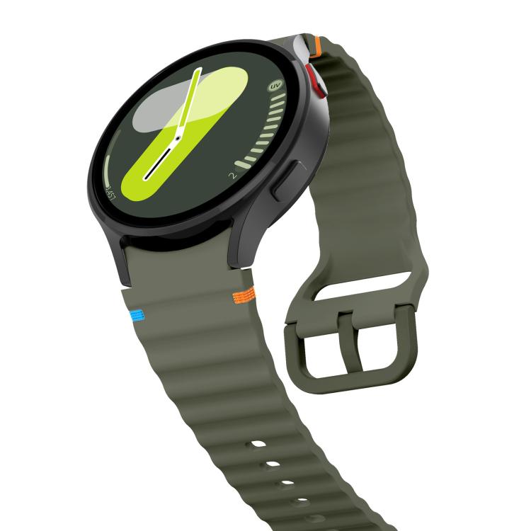 For Samsung Galaxy Watch 7  / 6 / 5 / 4 Kalebol Wave Stitching Silicone Watch Band(Army Green) - free shipping - PMc TechLife - Order now!