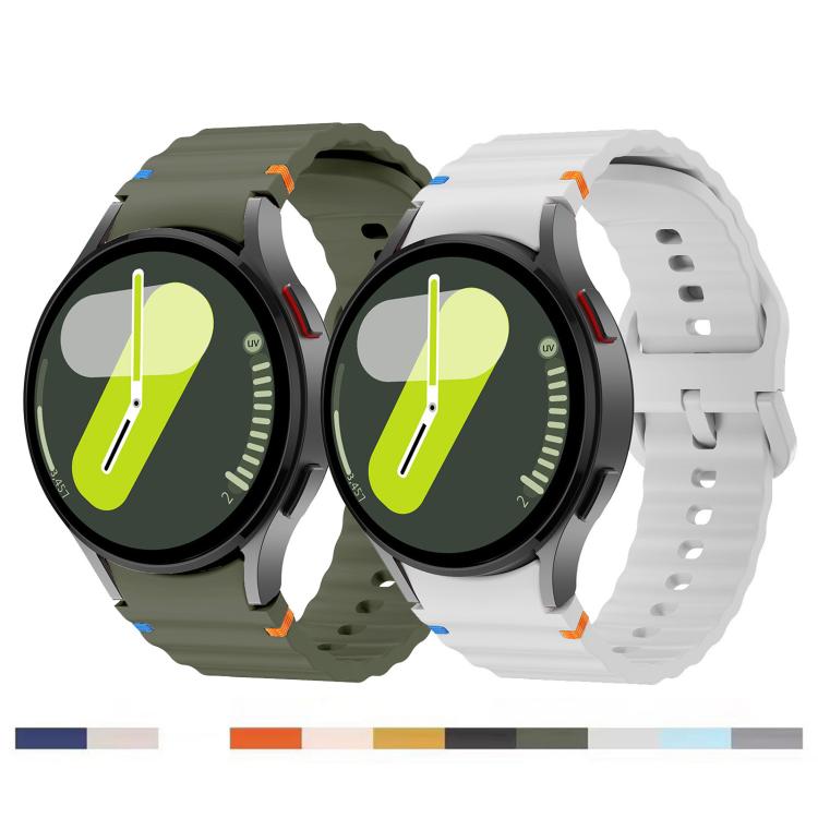 For Samsung Galaxy Watch 7  / 6 / 5 / 4 Kalebol Wave Stitching Silicone Watch Band(Army Green) - free shipping - PMc TechLife - Order now!