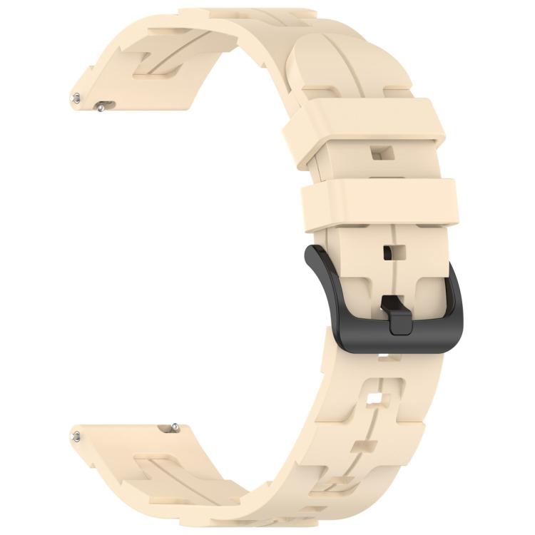 20mm Kalebol Solid Color Black Buckle Round Tail Silicone Watch Band(Cream Color) - free shipping - PMc TechLife - Order now!