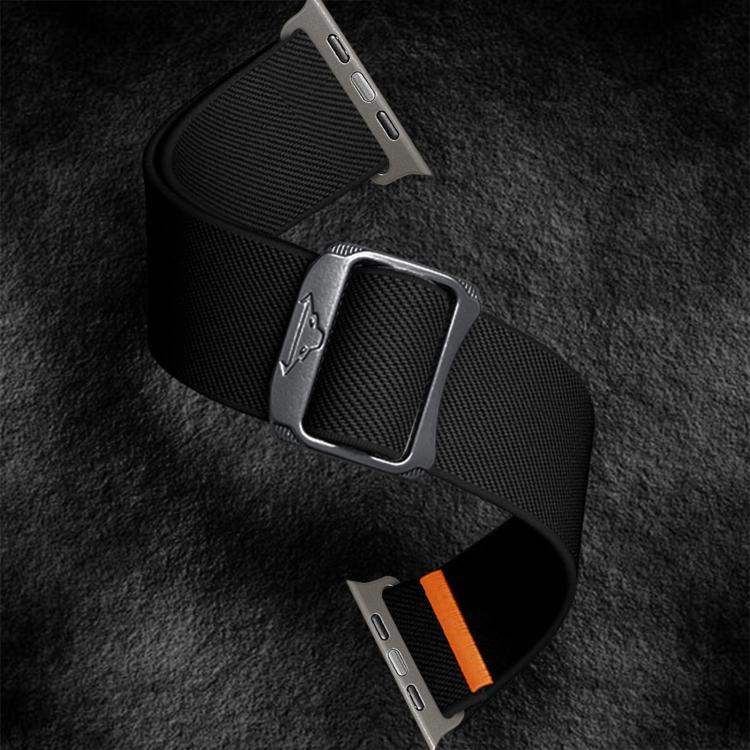 For Apple Watch 46mm / 49mm / 45mm / 44mm Kalebol Bull Bead Buckle Elastic Nylon Watch Band(Black) - free shipping - PMc TechLife - Order now!