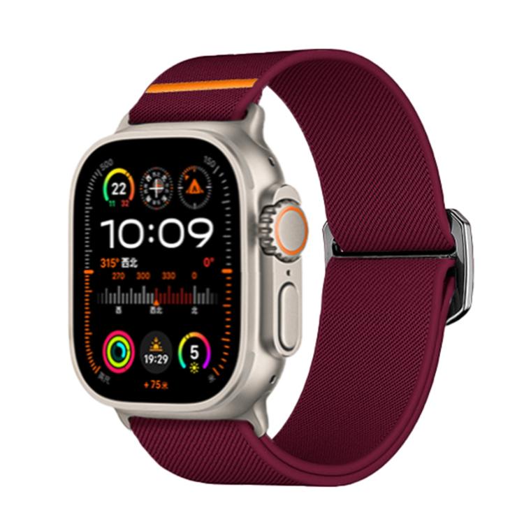 For Apple Watch 46mm / 49mm / 45mm / 44mm Kalebol Bull Bead Buckle Elastic Nylon Watch Band(Wine Red) - free shipping - PMc TechLife - Order now!