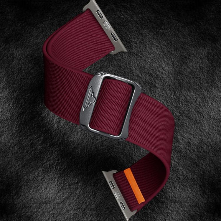 For Apple Watch 46mm / 49mm / 45mm / 44mm Kalebol Bull Bead Buckle Elastic Nylon Watch Band(Wine Red) - free shipping - PMc TechLife - Order now!