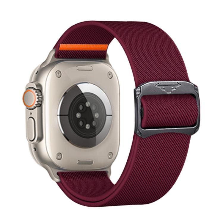 For Apple Watch 46mm / 49mm / 45mm / 44mm Kalebol Bull Bead Buckle Elastic Nylon Watch Band(Wine Red) - free shipping - PMc TechLife - Order now!