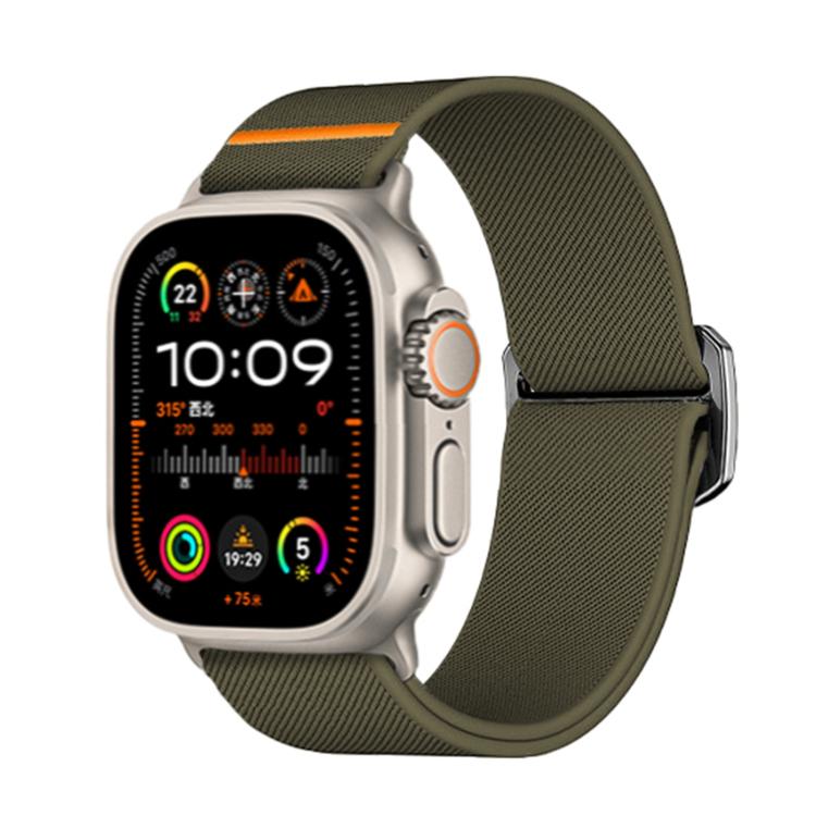 For Apple Watch 46mm / 49mm / 45mm / 44mm Kalebol Bull Bead Buckle Elastic Nylon Watch Band(Army Green) - free shipping - PMc TechLife - Order now!