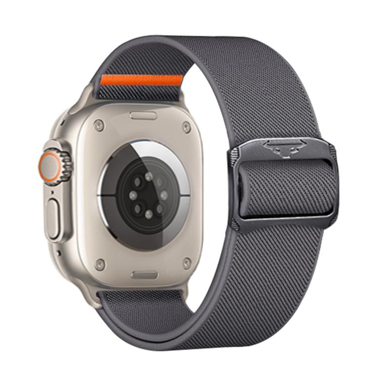 For Apple Watch 46mm / 49mm / 45mm / 44mm Kalebol Bull Bead Buckle Elastic Nylon Watch Band(Dark Grey) - free shipping - PMc TechLife - Order now!