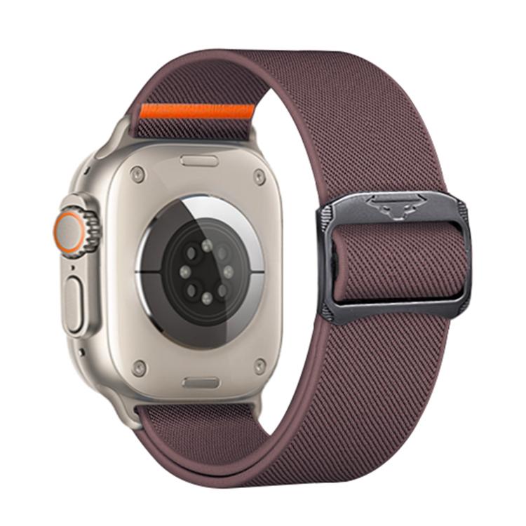 For Apple Watch 46mm / 49mm / 45mm / 44mm Kalebol Bull Bead Buckle Elastic Nylon Watch Band(Smoky Purple) - free shipping - PMc TechLife - Order now!