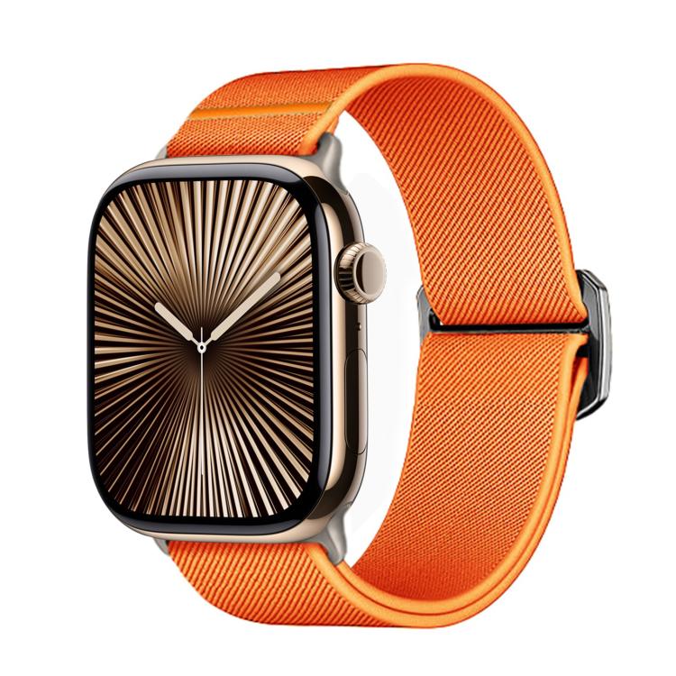 For Apple Watch 42mm / 41mm / 40mm / 38mm Kalebol Bull Bead Buckle Elastic Nylon Watch Band(Orange) - free shipping - PMc TechLife - Order now!