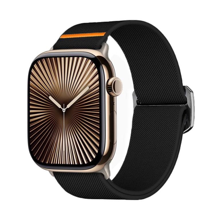 For Apple Watch 42mm / 41mm / 40mm / 38mm Kalebol Bull Bead Buckle Elastic Nylon Watch Band(Black) - free shipping - PMc TechLife - Order now!