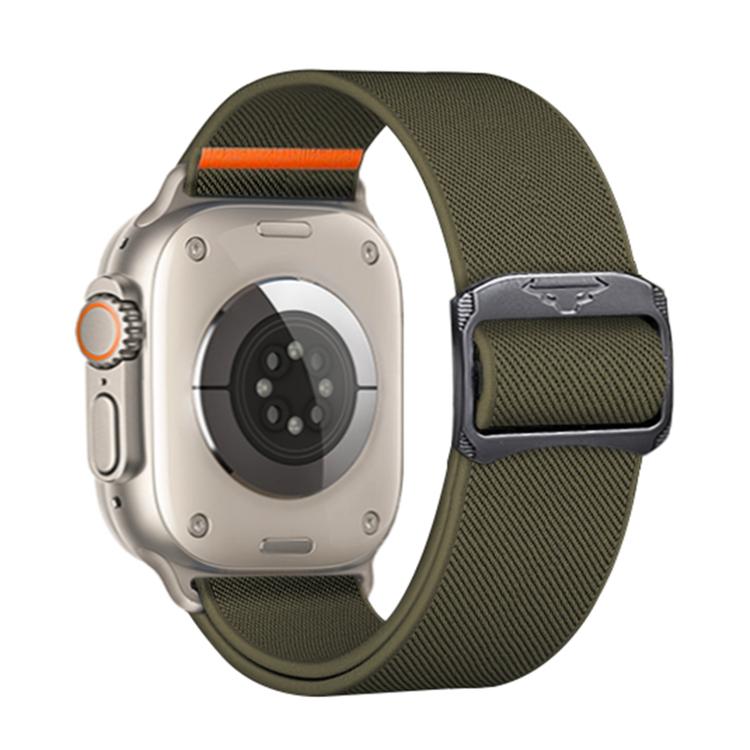For Apple Watch 42mm / 41mm / 40mm / 38mm Kalebol Bull Bead Buckle Elastic Nylon Watch Band(Army Green) - free shipping - PMc TechLife - Order now!