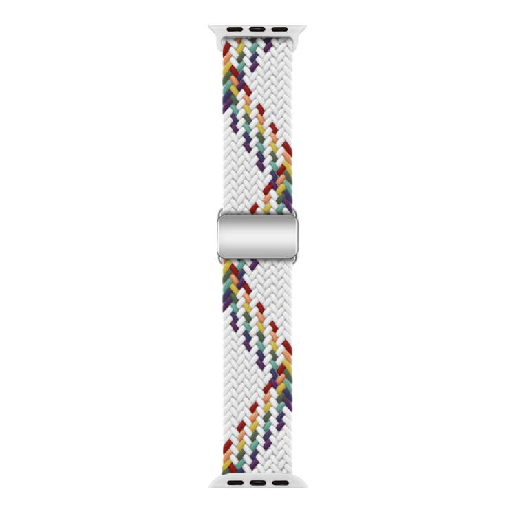 For Apple Watch 46mm / 49mm / 45mm / 44mm Kalebol Nylon Loop Magnetic Buckle Watch Band(White Rainbow) - free shipping - PMc TechLife - Order now!