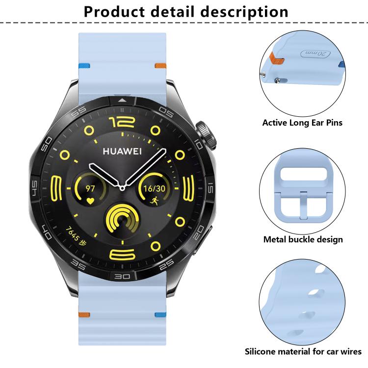 20mm Kalebol Wave Stitch Silicone Watch Band(Yellow) - 20mm Bands by Kalebol | Online Shopping South Africa | PMc TechLife | Buy Now Pay Later Mobicred