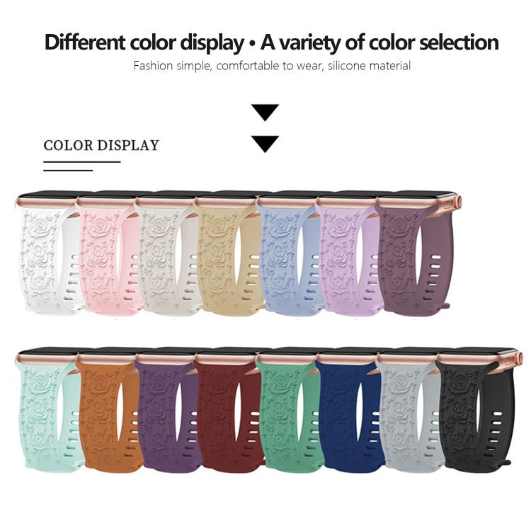 For Apple Watch 42mm / 41mm / 40mm / 38mm Kalebol 8-shaped Buckle Rose Embossed Silicone Watch Band(Pine Green) - free shipping - PMc TechLife - Order now!