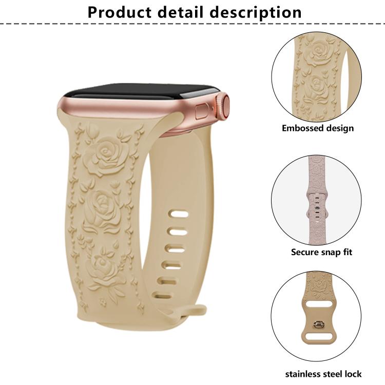 For Apple Watch 42mm / 41mm / 40mm / 38mm Kalebol 8-shaped Buckle Rose Embossed Silicone Watch Band(Wine Red) - free shipping - PMc TechLife - Order now!