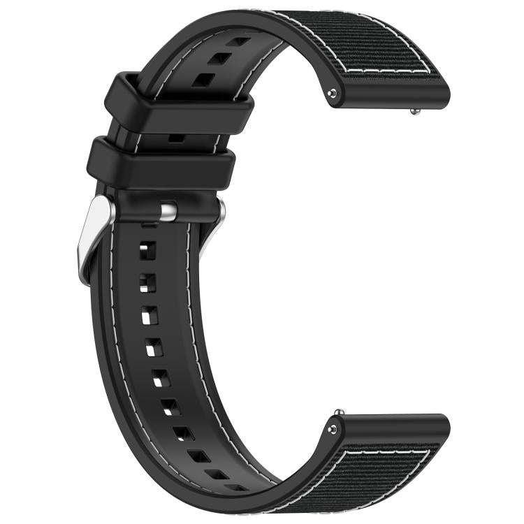 22mm Kalebol Ordinary Silver Buckle Hybrid Nylon Braid Silicone Watch Band(Black) - 22mm Bands by Kalebol | Online Shopping South Africa | PMc TechLife | Buy Now Pay Later Mobicred