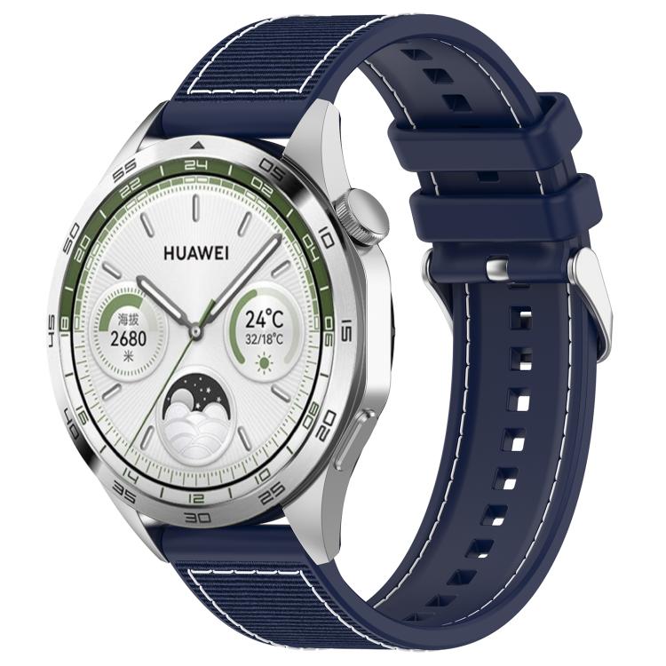 22mm Kalebol Ordinary Silver Buckle Hybrid Nylon Braid Silicone Watch Band(Midnight Blue) - free shipping - PMc TechLife - Order now!