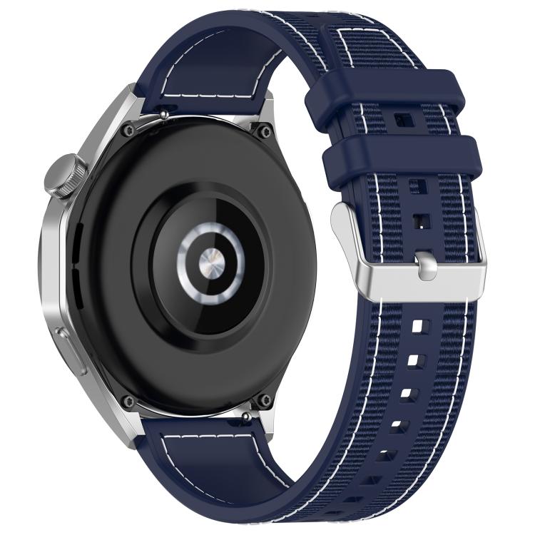 22mm Kalebol Ordinary Silver Buckle Hybrid Nylon Braid Silicone Watch Band(Midnight Blue) - free shipping - PMc TechLife - Order now!