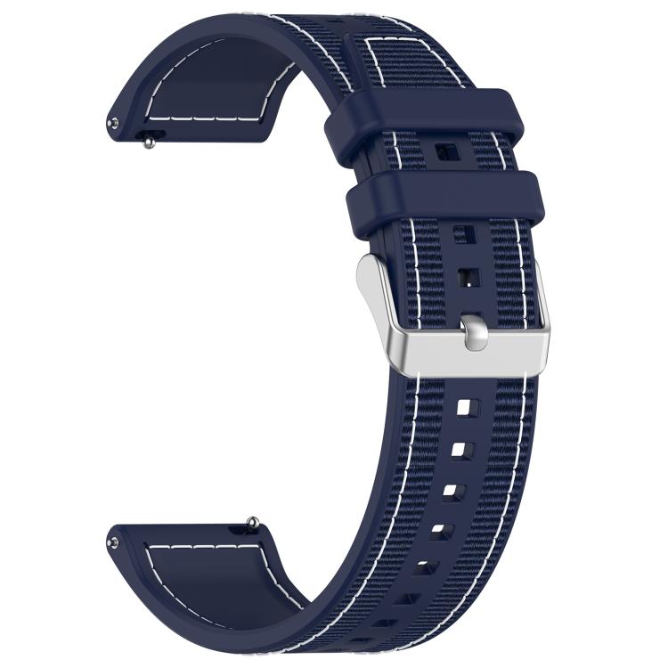 22mm Kalebol Ordinary Silver Buckle Hybrid Nylon Braid Silicone Watch Band(Midnight Blue) - free shipping - PMc TechLife - Order now!