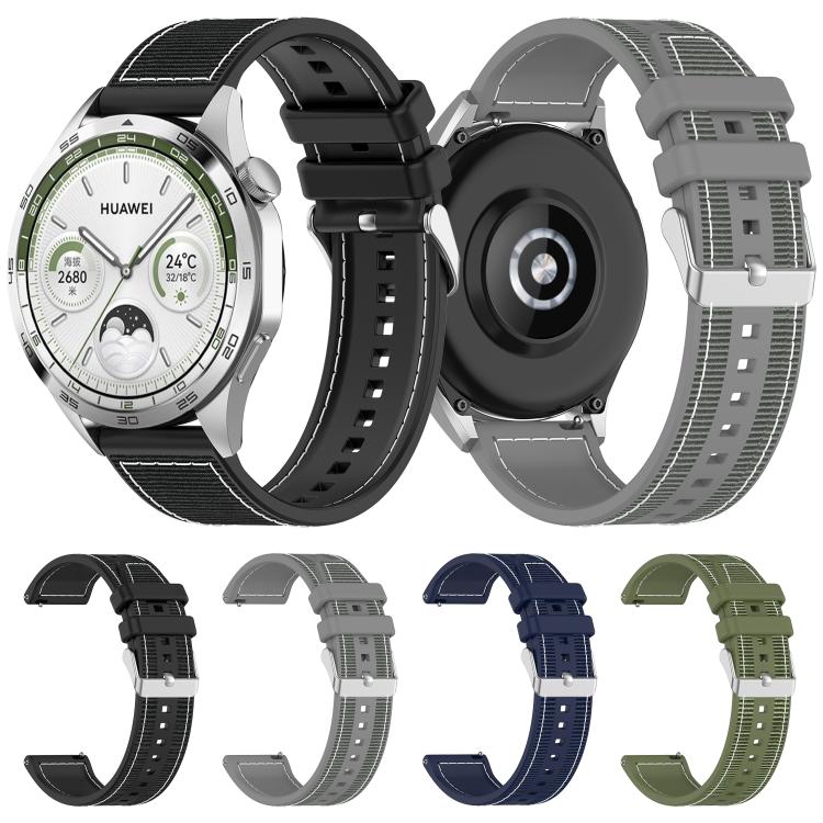 22mm Kalebol Ordinary Silver Buckle Hybrid Nylon Braid Silicone Watch Band(Green) - free shipping - PMc TechLife - Order now!