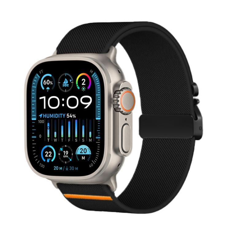 For Apple Watch 46mm / 49mm / 45mm / 44mm Kalebol Parachute Buckle Elastic Nylon Watch Band(Black) - free shipping - PMc TechLife - Order now!