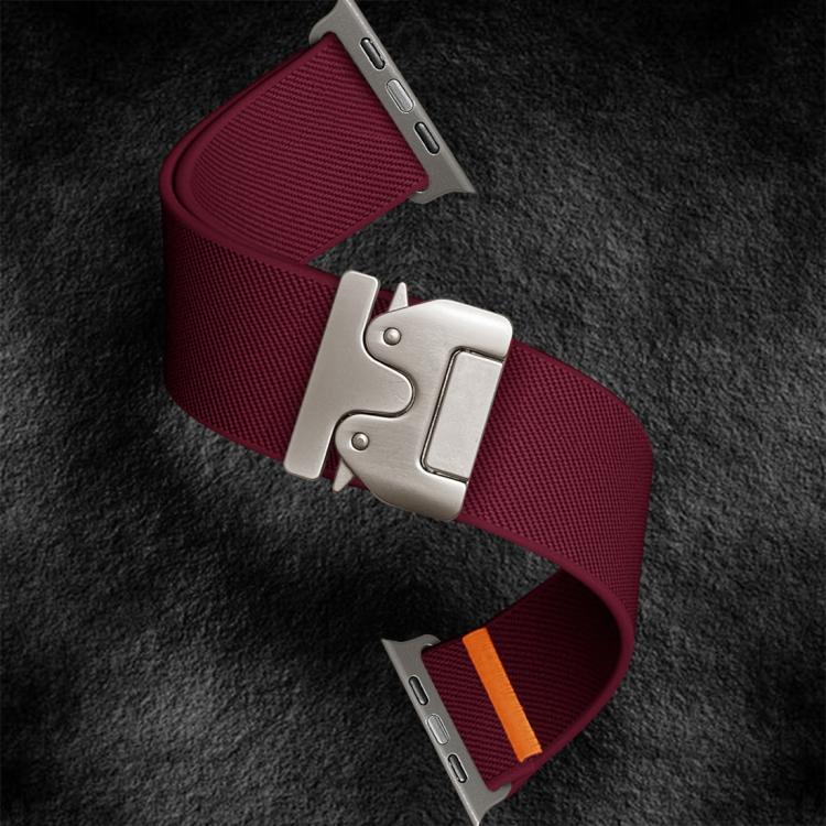 For Apple Watch 46mm / 49mm / 45mm / 44mm Kalebol Parachute Buckle Elastic Nylon Watch Band(Wine Red) - free shipping - PMc TechLife - Order now!