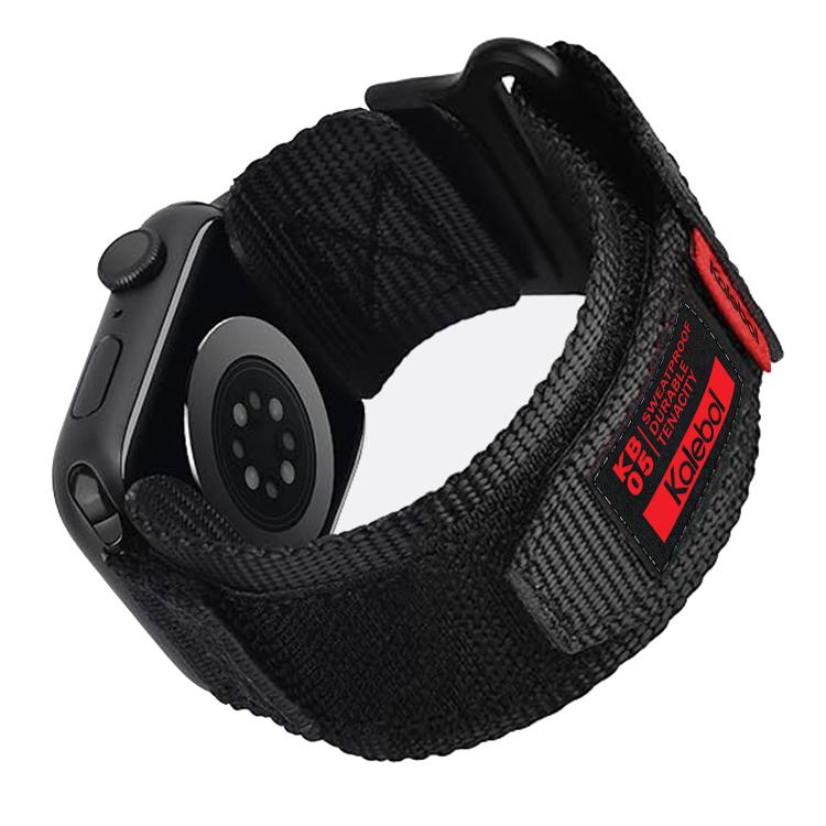 For Apple Watch 42mm / 41mm / 40mm / 38mm Kalebol Canvas Nylon Hook and Loop Watch Band(Black) - free shipping - PMc TechLife - Order now!