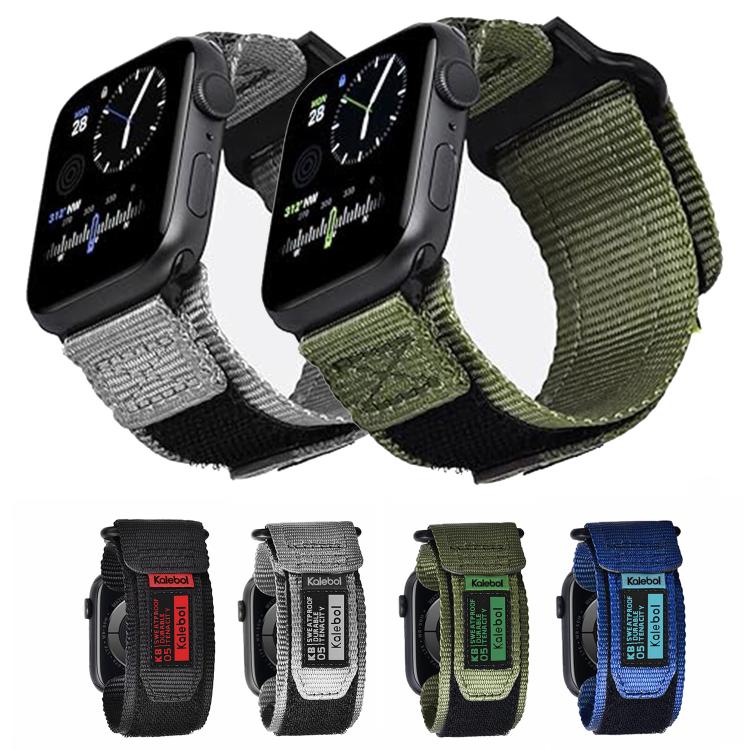 For Apple Watch 46mm / 49mm / 45mm / 44mm Kalebol Canvas Nylon Hook and Loop Watch Band(Grey) - free shipping - PMc TechLife - Order now!