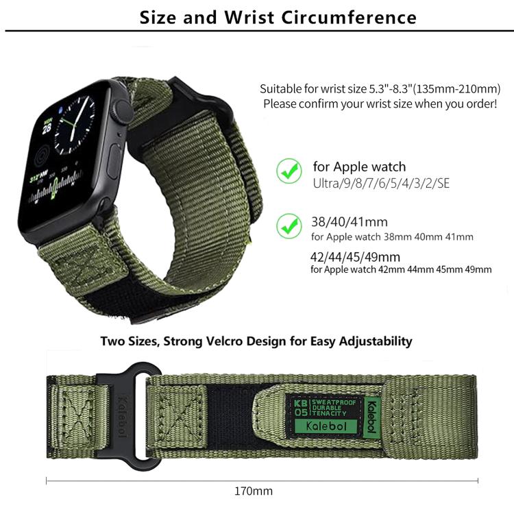 For Apple Watch 42mm / 41mm / 40mm / 38mm Kalebol Canvas Nylon Hook and Loop Watch Band(Blue) - free shipping - PMc TechLife - Order now!