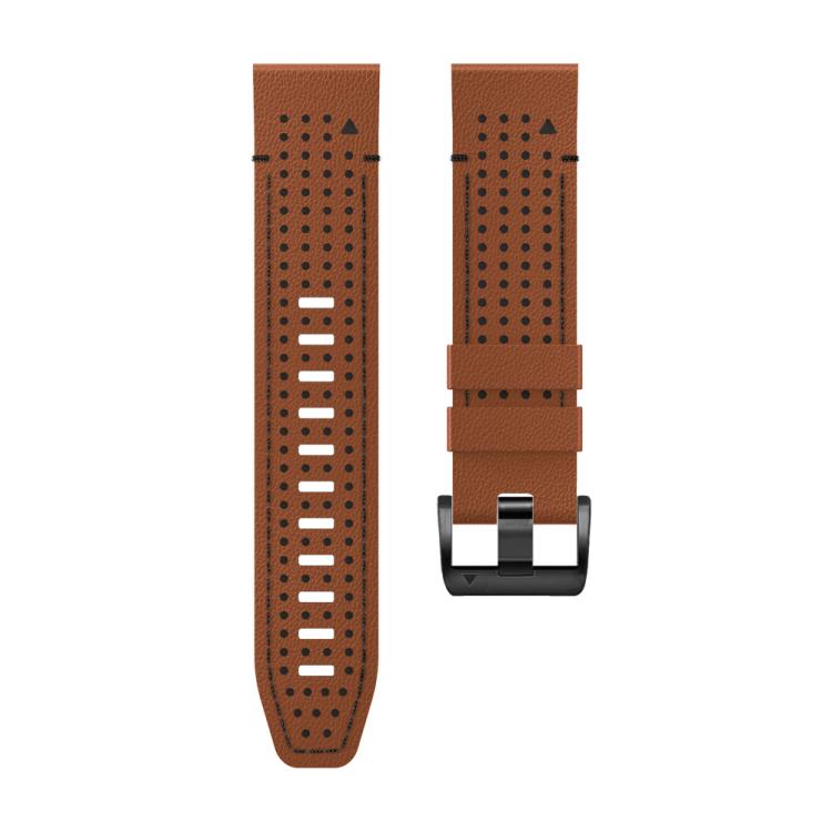For Garmin Fenix 7 22mm Kalebol Dot Hole Silicone Leather Quick Release Watch Band(Brown Black) - free shipping - PMc TechLife - Order now!