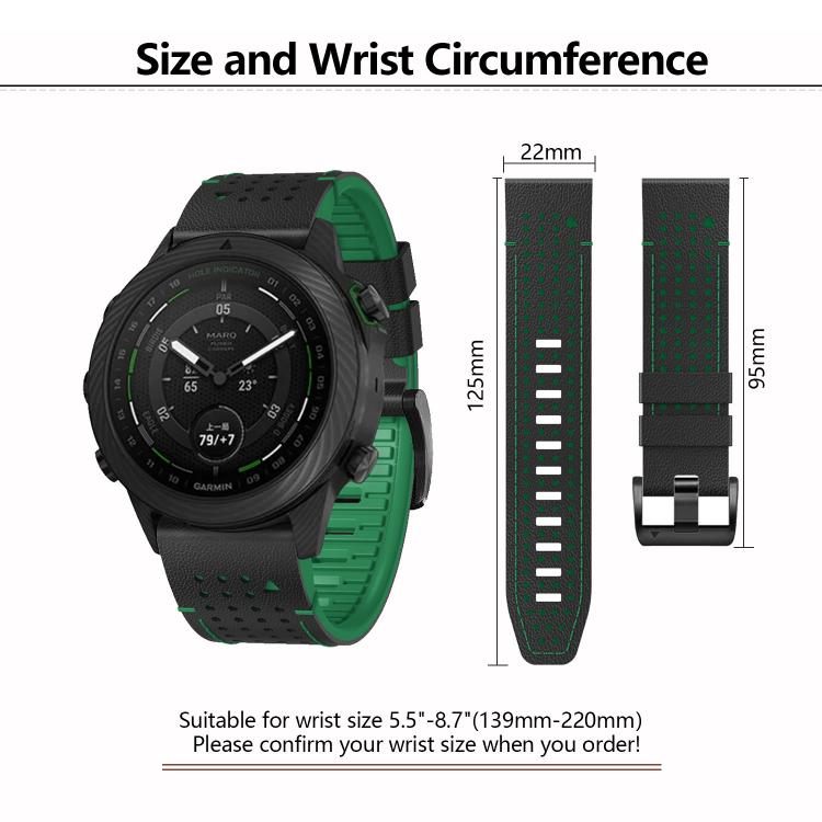 For Garmin Fenix 7X 26mm Kalebol Dot Hole Silicone Leather Quick Release Watch Band(Black Red) - free shipping - PMc TechLife - Order now!