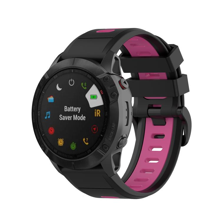 For Garmin QuickFit 26mm Kalebol Two-color Silicone Watch Band(Black Rose Red) - free shipping - PMc TechLife - Order now!