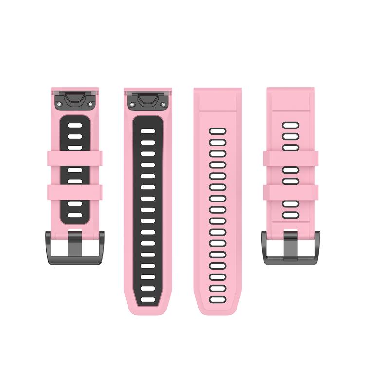 For Garmin QuickFit 22mm Kalebol Two-color Silicone Watch Band(Pink Black) - free shipping - PMc TechLife - Order now!