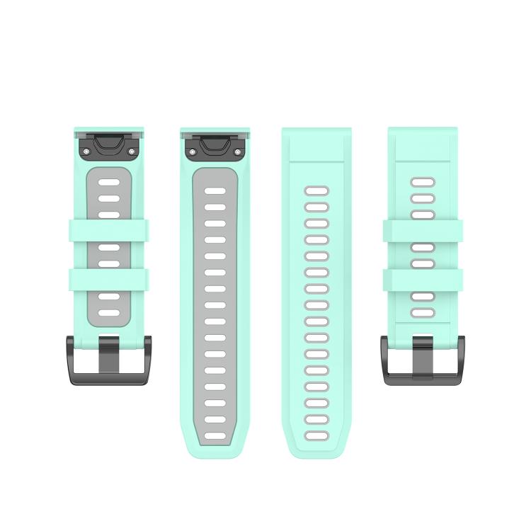 For Garmin QuickFit 22mm Kalebol Two-color Silicone Watch Band(Teal Grey) - free shipping - PMc TechLife - Order now!
