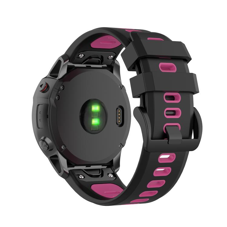 For Garmin QuickFit 20mm Kalebol Two-color Silicone Watch Band(Black Rose Red) - free shipping - PMc TechLife - Order now!
