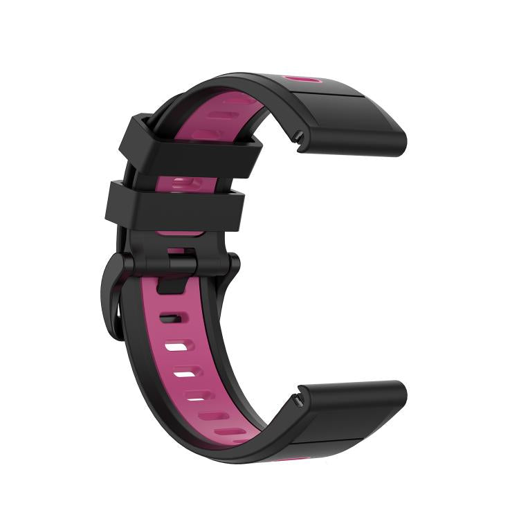 For Garmin QuickFit 20mm Kalebol Two-color Silicone Watch Band(Black Rose Red) - free shipping - PMc TechLife - Order now!