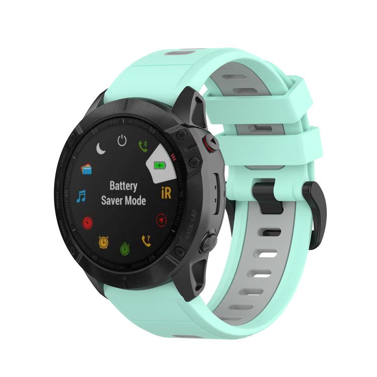 For Garmin QuickFit 20mm Kalebol Two-color Silicone Watch Band(Teal Grey) - free shipping - PMc TechLife - Order now!