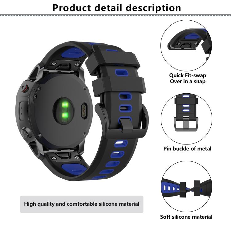 For Garmin QuickFit 22mm Kalebol Two-color Silicone Watch Band(White Black) - free shipping - PMc TechLife - Order now!