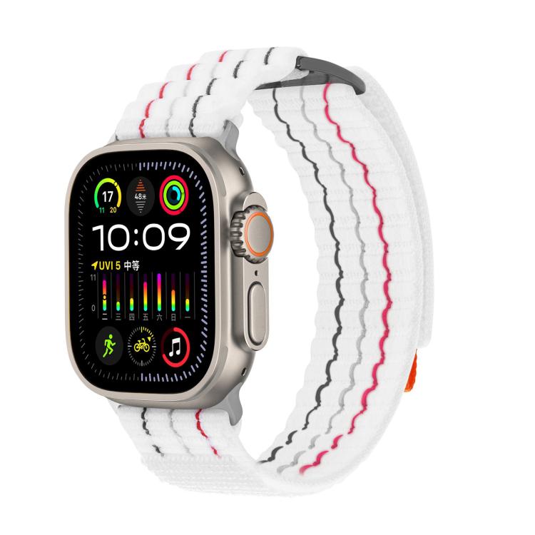 For Apple Watch 46mm / 49mm / 45mm / 44mm Kalebol  Dual-section Sports Nylon Loop Watch Band(White) - free shipping - PMC TechLife - Order now!